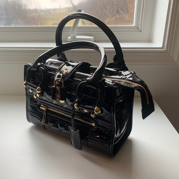 Burberry Quilted Patent Black Leather Handbag - Picture 5 of 5